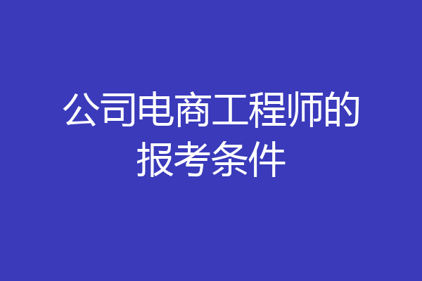 公司电商工程师的报考条件