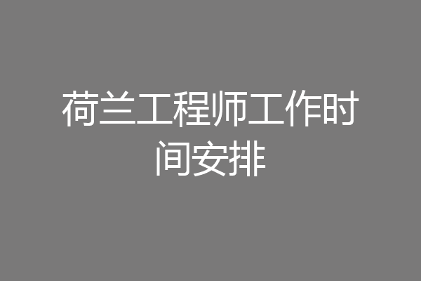 荷兰工程师工作时间安排
