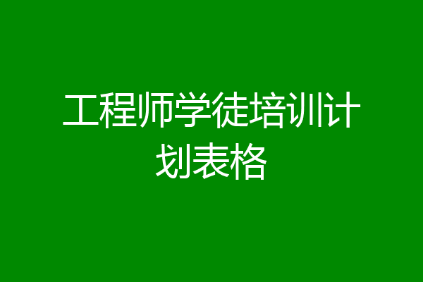 工程师学徒培训计划表格