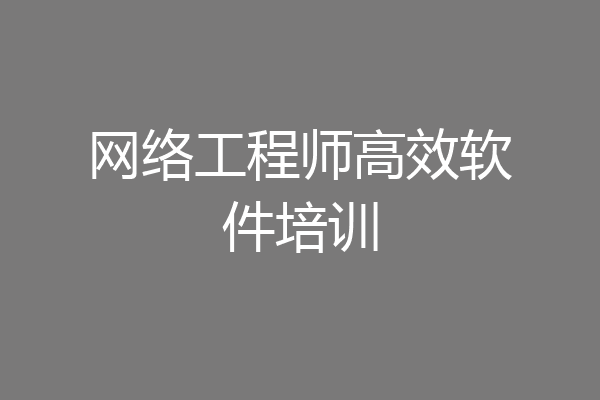 网络工程师高效软件培训