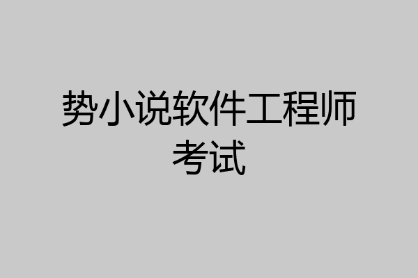 势小说软件工程师考试