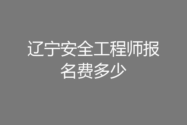 辽宁安全工程师报名费多少
