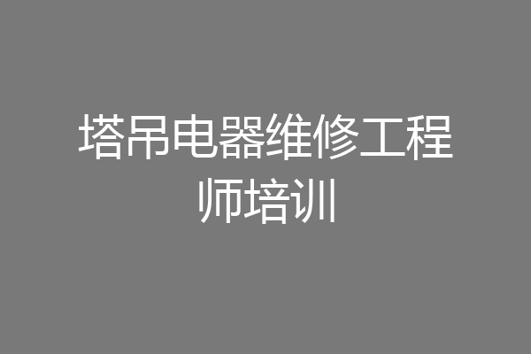 塔吊电器维修工程师培训