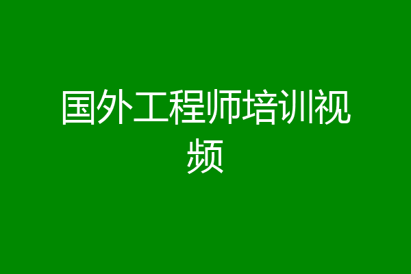 国外工程师培训视频