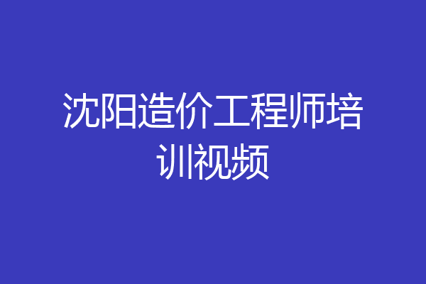 沈阳造价工程师培训视频