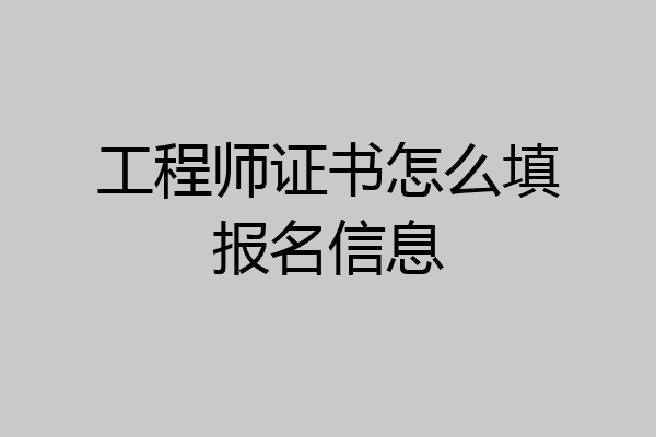 工程师证书怎么填报名信息