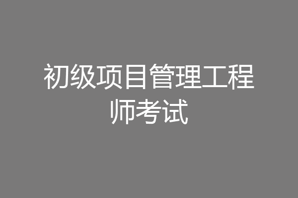 初级项目管理工程师考试