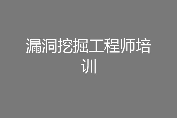 漏洞挖掘工程师培训