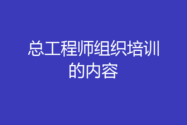 总工程师组织培训的内容