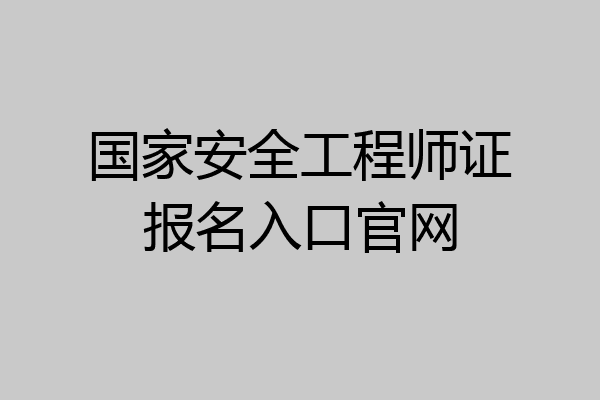 国家安全工程师证报名入口官网