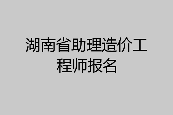 湖南省助理造价工程师报名