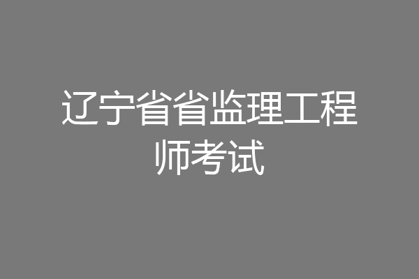 辽宁省省监理工程师考试