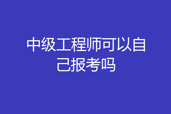 中级工程师可以自己报考吗