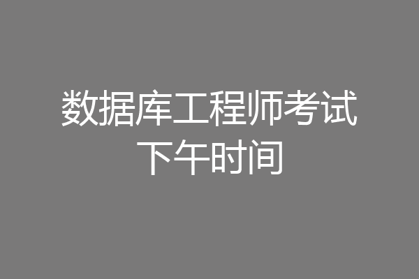 数据库工程师考试下午时间