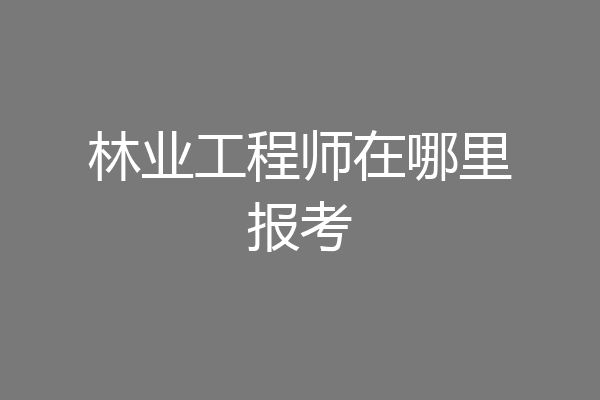 林业工程师在哪里报考