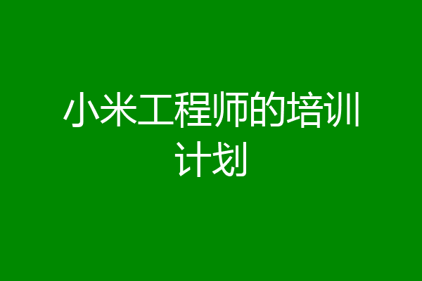 小米工程师的培训计划