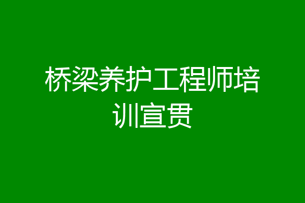 桥梁养护工程师培训宣贯