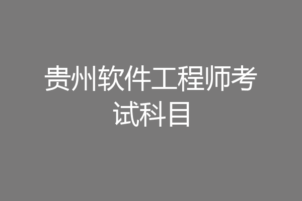 贵州软件工程师考试科目