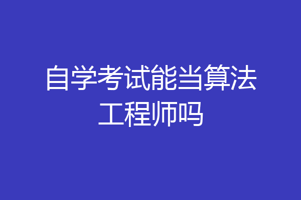 自学考试能当算法工程师吗