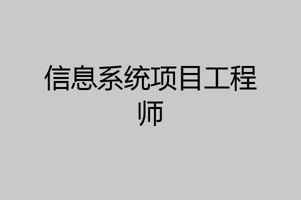 信息系统项目工程师