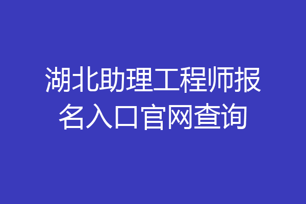 湖北助理工程师报名入口官网查询