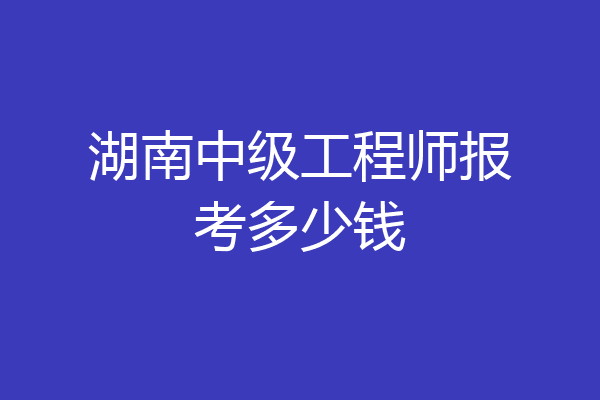 湖南中级工程师报考多少钱