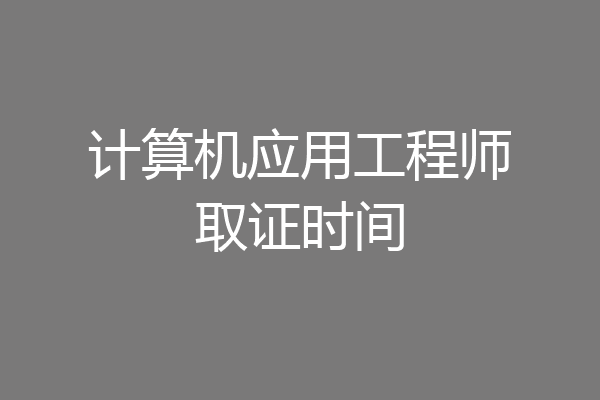 计算机应用工程师取证时间