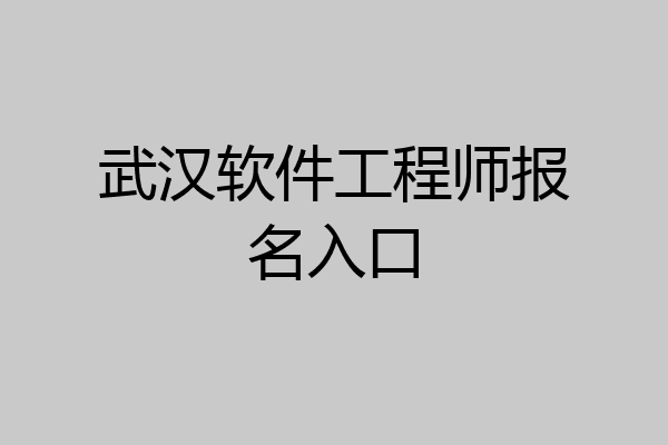 武汉软件工程师报名入口