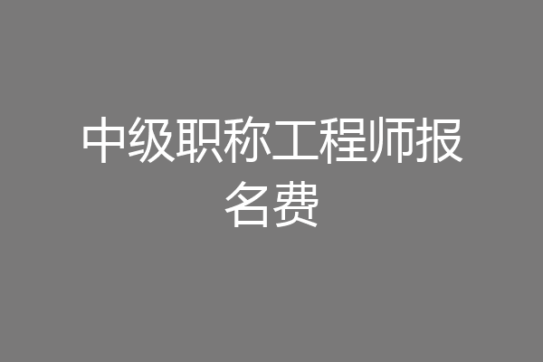 中级职称工程师报名费