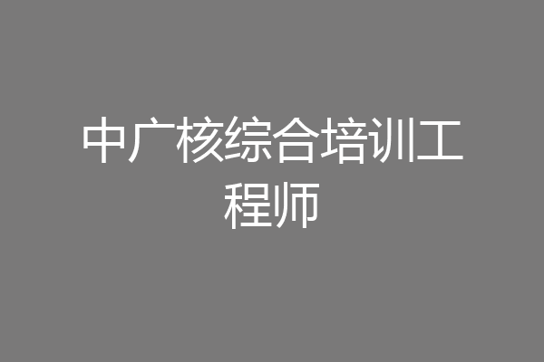 中广核综合培训工程师