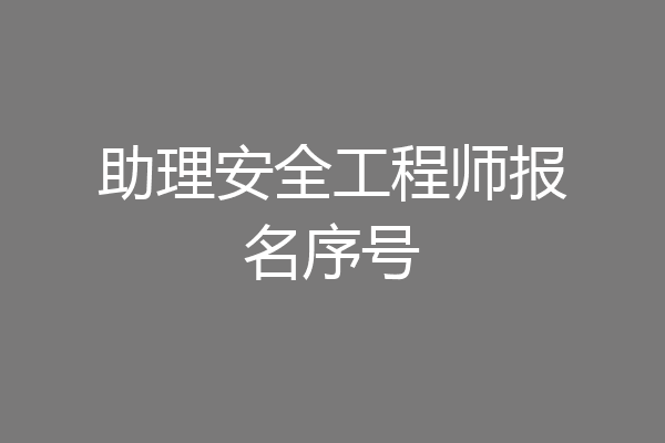 助理安全工程师报名序号
