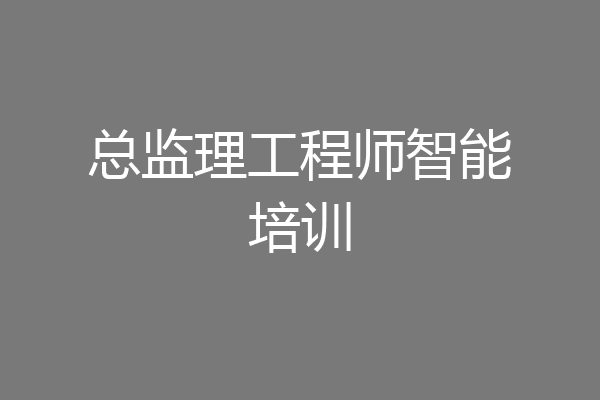 总监理工程师智能培训