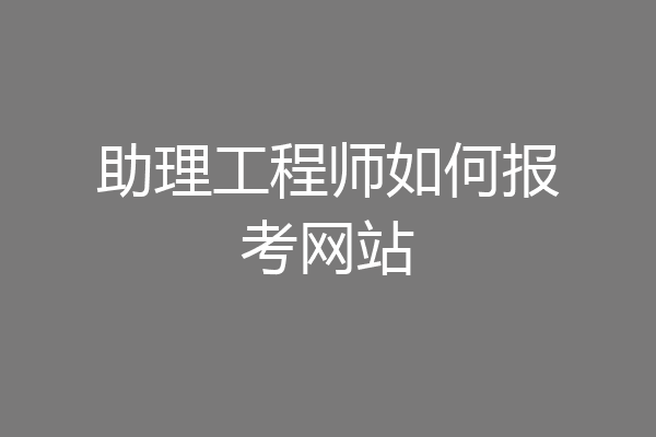 助理工程师如何报考网站