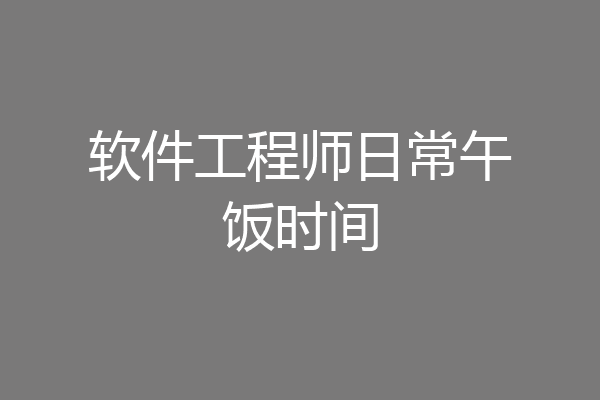 软件工程师日常午饭时间