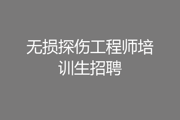 无损探伤工程师培训生招聘