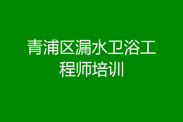青浦区漏水卫浴工程师培训