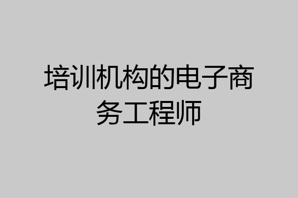 培训机构的电子商务工程师
