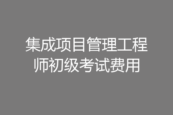 集成项目管理工程师初级考试费用