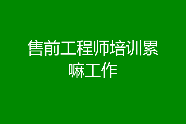 售前工程师培训累嘛工作