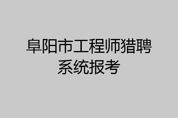 阜阳市工程师猎聘系统报考