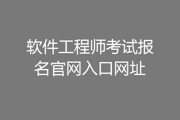 软件工程师考试报名官网入口网址