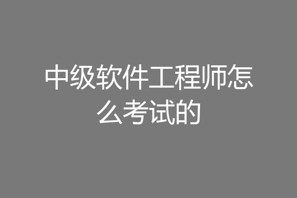 中级软件工程师怎么考试的