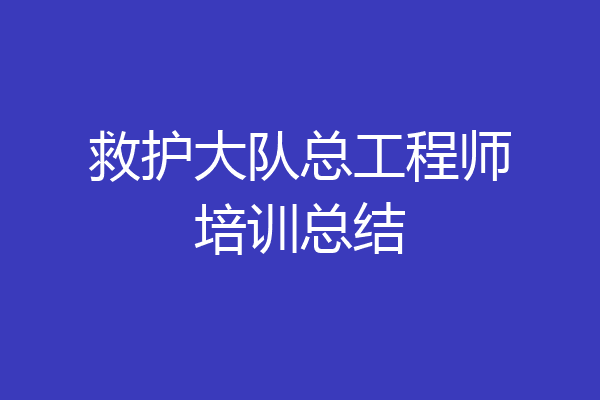 救护大队总工程师培训总结