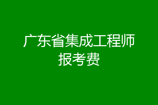 广东省集成工程师报考费