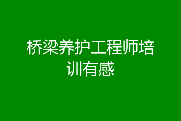 桥梁养护工程师培训有感