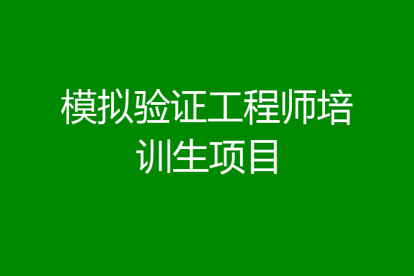 模拟验证工程师培训生项目