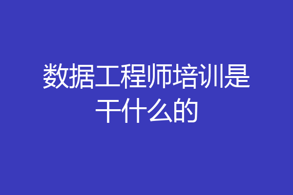 数据工程师培训是干什么的