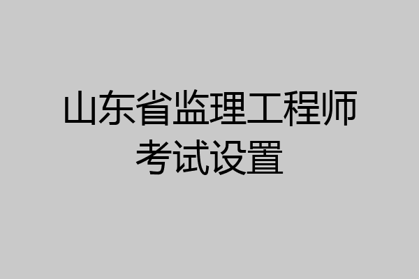 山东省监理工程师考试设置