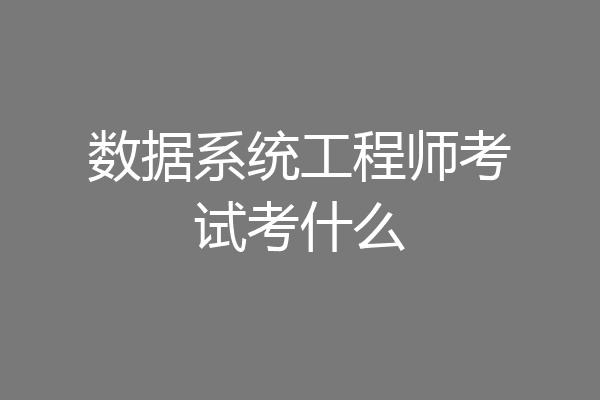 数据系统工程师考试考什么