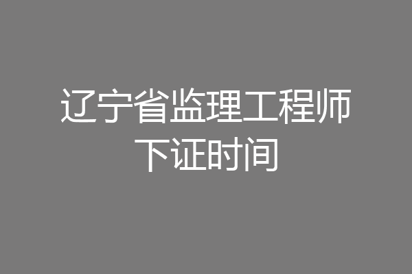 辽宁省监理工程师下证时间